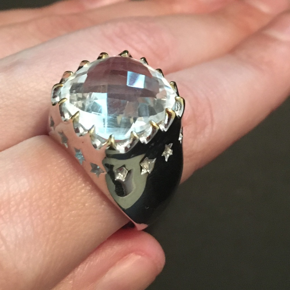 White Topaz Brass Ring
